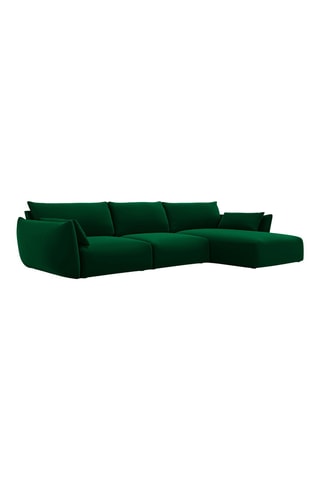 Canapé d'angle droit Clau - Vert bouteille - 4 places - Toucher velours