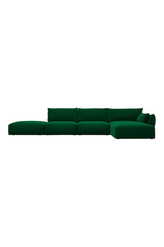 Canapé d'angle droit Clau - Vert bouteille - 4 places - Toucher velours