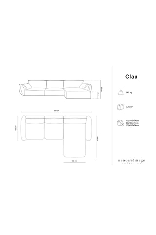 Canapé d'angle droit Clau - Vert bouteille - 4 places - Toucher velours