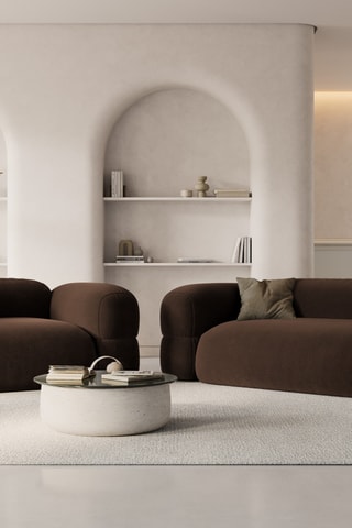 Canapé Lony - Marron foncé - 3 places - Toucher velours