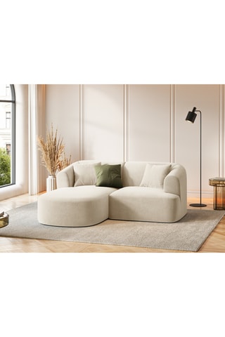 Canapé d’angle gauche modulaire Talia - Beige clair - 3 places - En tissu velours