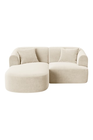 Canapé d’angle gauche modulaire Talia - Beige clair - 3 places - En tissu velours