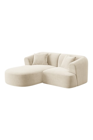 Canapé d’angle gauche modulaire Talia - Beige clair - 3 places - En tissu velours