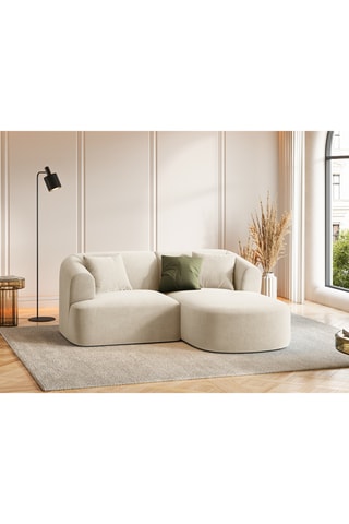 Canapé d’angle droit modulaire Talia - Beige clair - 3 places - En tissu velours