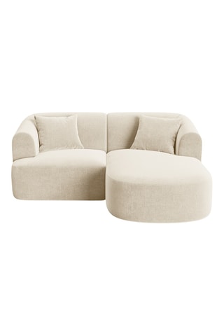Canapé d’angle droit modulaire Talia - Beige clair - 3 places - En tissu velours