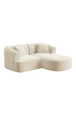 Canapé d’angle droit modulaire Talia - Beige clair - 3 places - En tissu velours