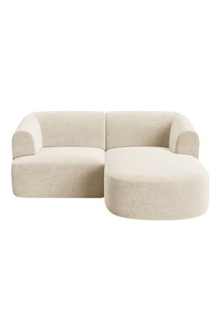 Canapé d’angle droit modulaire Talia - Beige clair - 3 places - En tissu velours