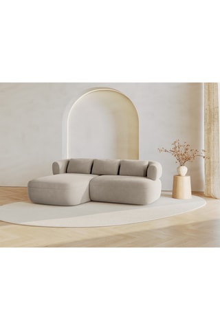 Canapé d’angle gauche Estro - Beige - 3 places - En tissu velours