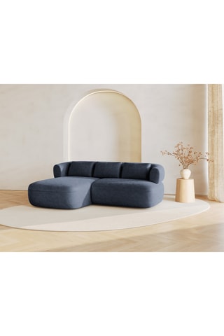 Canapé d’angle gauche Estro - Bleu foncé - 3 places - En chenille