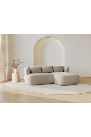 Canapé d’angle droit Estro - Beige - 3 places - En tissu velours