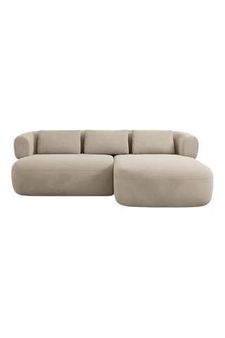 Canapé d’angle droit Estro - Beige - 3 places - En tissu velours