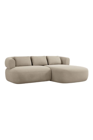 Canapé d’angle droit Estro - Beige - 3 places - En tissu velours
