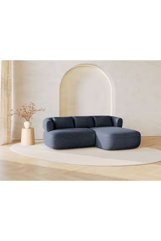 Canapé d’angle droit Estro - Bleu foncé - 3 places - En tissu chenille