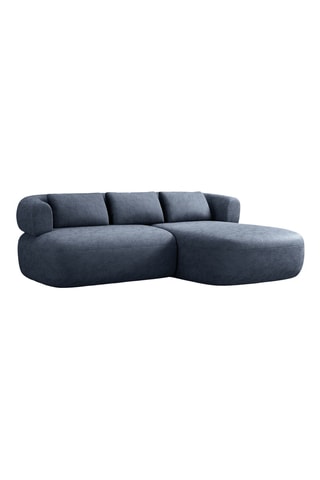 Canapé d’angle droit Estro - Bleu foncé - 3 places - En tissu chenille