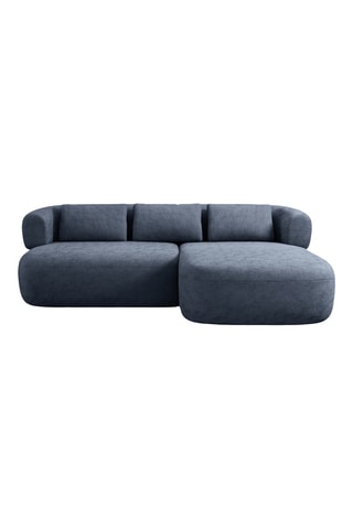 Canapé d’angle droit Estro - Bleu foncé - 3 places - En tissu chenille