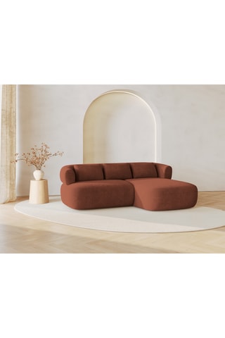 Canapé d’angle droit Estro - Rouge brique - 3 places - En polyester recyclé
