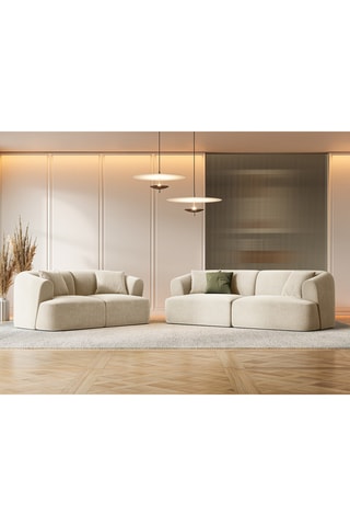 Canapé modulaire Talia - Beige - 3 places - En tissu velours