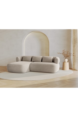 Canapé d’angle gauche Estro - Beige - 3 places - En tissu velours
