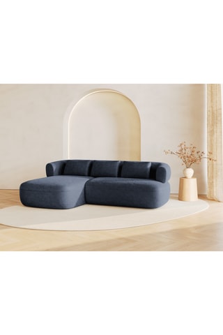 Canapé d’angle gauche Estro - Bleu foncé - 3 places - En tissu chenille