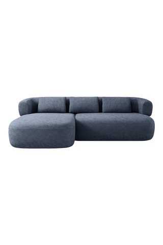 Canapé d’angle gauche Estro - Bleu foncé - 3 places - En tissu chenille