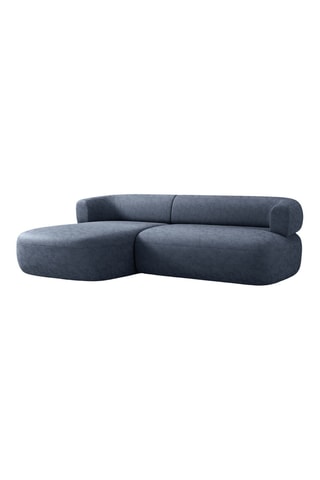 Canapé d’angle gauche Estro - Bleu foncé - 3 places - En tissu chenille