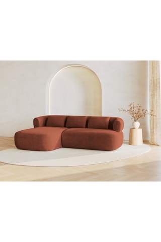 Canapé d’angle gauche Estro - Rouge brique - 3 places - En polyester recyclé