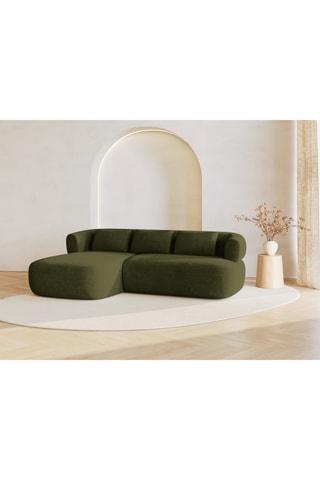 Canapé d’angle gauche Estro - Vert olive - 3 places - En polyester recyclé