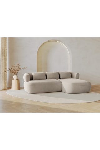 Canapé d’angle droit Estro - Beige - 3 places - En tissu velours