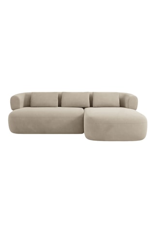 Canapé d’angle droit Estro - Beige - 3 places - En tissu velours