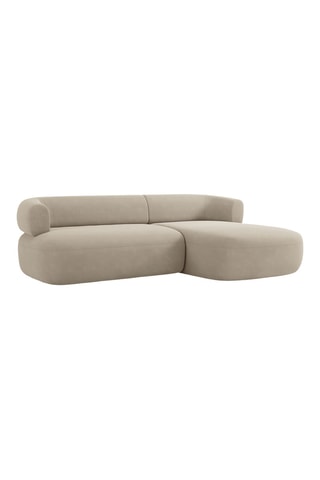 Canapé d’angle droit Estro - Beige - 3 places - En tissu velours