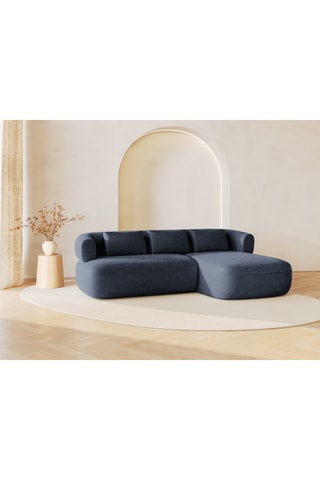 Canapé d’angle droit Estro - Bleu foncé - 3 places - En chenille