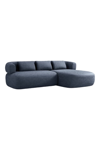 Canapé d’angle droit Estro - Bleu foncé - 3 places - En chenille