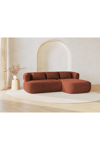 Canapé d’angle droit Estro - Rouge brique - 3 places - En polyester recyclé