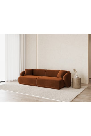 Canapé Jane - Rouge brique - 4 places - Toucher velours