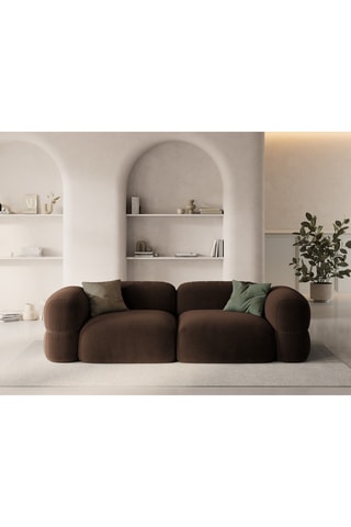Canapé modulaire Lony - Marron foncé - 4 places - Toucher velours