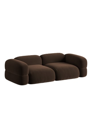 Canapé modulaire Lony - Marron foncé - 4 places - Toucher velours