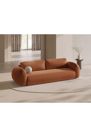 Canapé convertible Kora - Rouge brique - 3 places - Tissu chenille