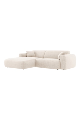 Canapé d’angle gauche Theo - Beige - 4 places - En polyester