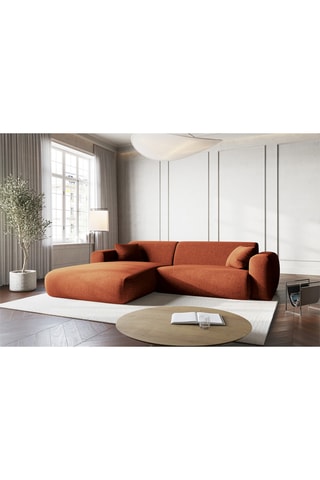 Canapé d’angle gauche Theo - Rouge brique - 4 places - En polyester