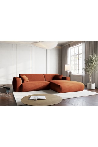 Canapé d’angle droit Theo - Rouge brique - 4 places - En polyester