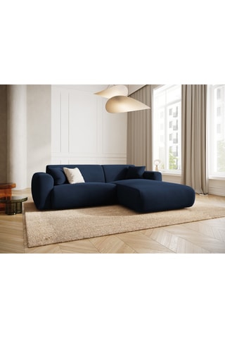 Canapé d’angle droit Theo - Bleu roi - 4 places - En tissu velours