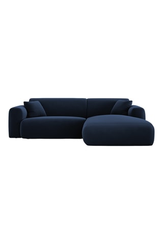 Canapé d’angle droit Theo - Bleu roi - 4 places - En tissu velours