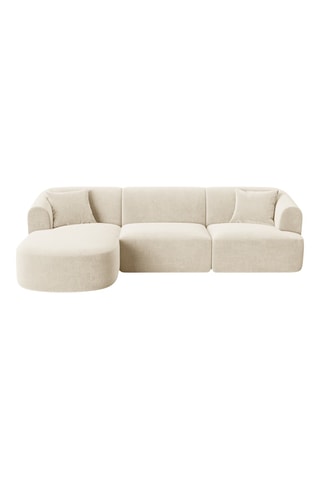 Canapé d’angle gauche modulaire Talia - Beige clair - 4 places - En tissu velours