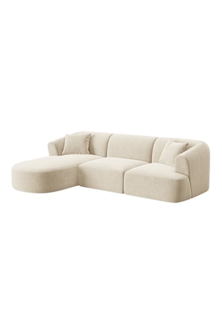 Canapé d’angle gauche modulaire Talia - Beige clair - 4 places - En tissu velours