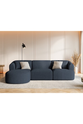 Canapé d’angle gauche modulaire Talia - Bleu roi - 4 places - En tissu chenille