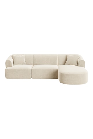 Canapé d’angle droit modulaire Talia - Beige clair - 4 places - En tissu velours