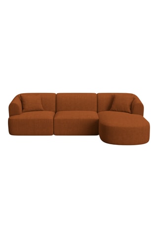 Canapé d’angle droit modulaire Talia - Rouge brique - 4 places - En tissu chenille