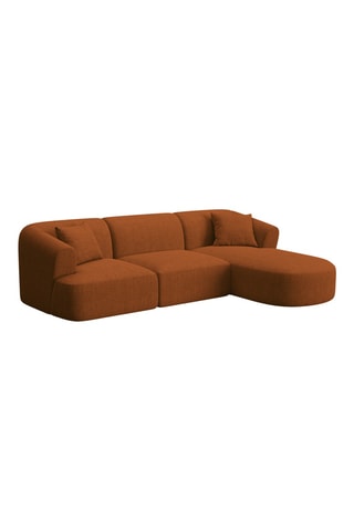 Canapé d’angle droit modulaire Talia - Rouge brique - 4 places - En tissu chenille