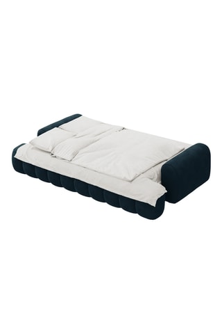 Canapé convertible Kimi - Bleu pétrole - 4 places - Toucher velours