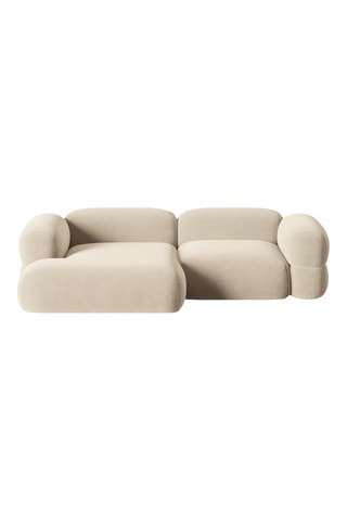 Canapé d’angle gauche modulable Lony - Beige - 3 places - En tissu velours